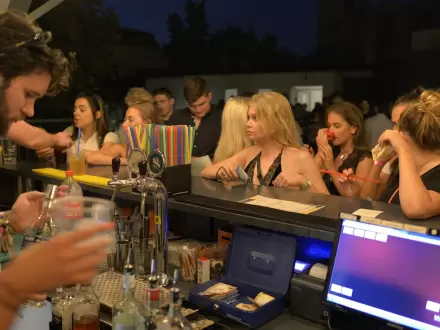 The Hive Party Hostel Rooftop Bar by Night