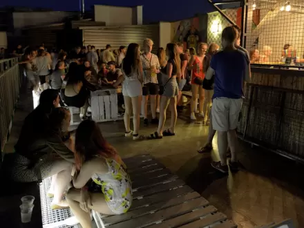 The Hive Party Hostel Rooftop Bar by Night